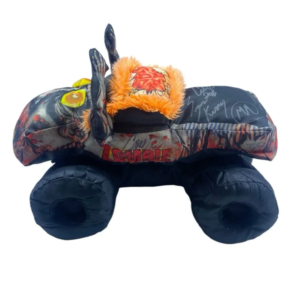 Signed Monster Jam ZOMBIE Plush Truck Pillow Pal Monster Truck 14” Stuffed Toy